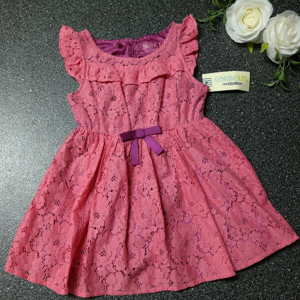 Genuine Kids Pink Taffy Lace Dress Girls 2T